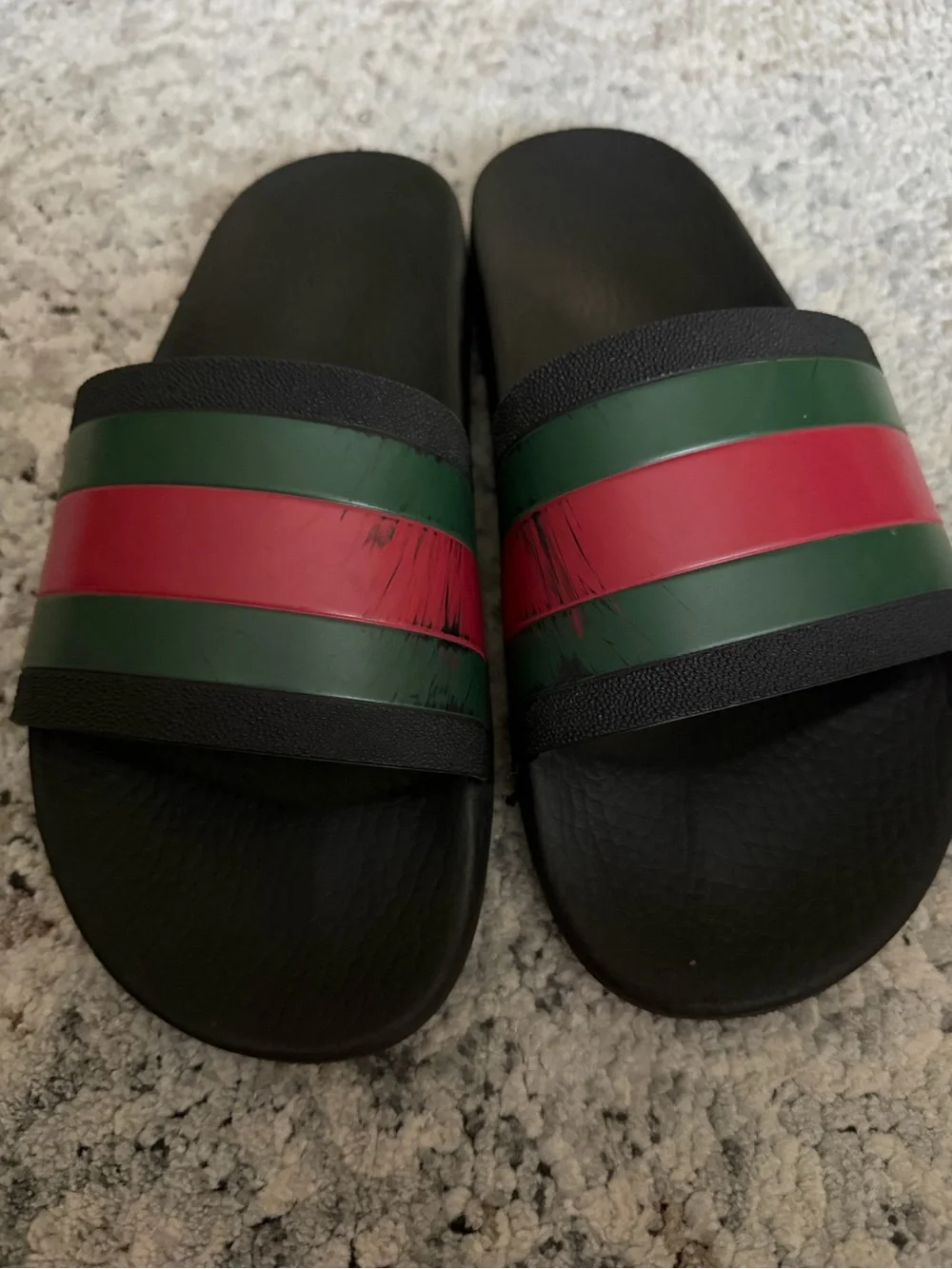 💯 Authentic Gucci Slide Sandals with Green and Red Stripes